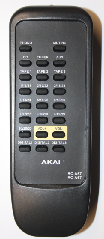 AKAI RC-A57 RC-A67 AM57 AM67 replacement remote control with the same description