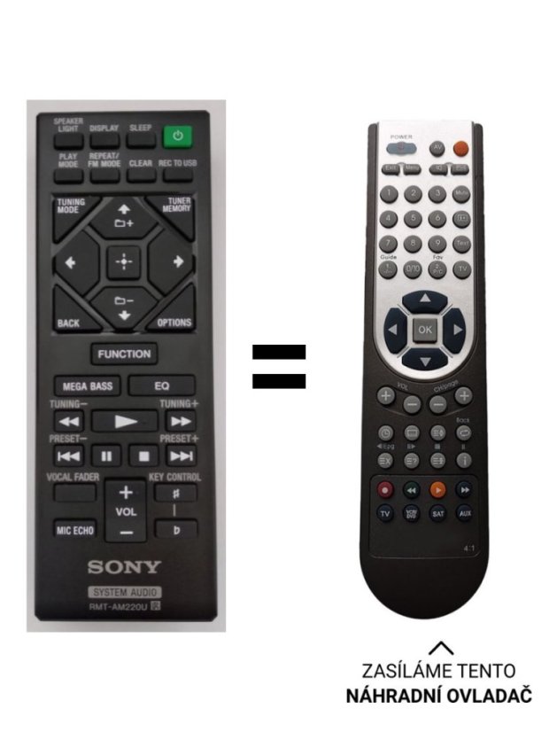 Sony RMT-AM220U náhradní dálkový ovladač jiného vzhledu MHC-V11, MHCV11