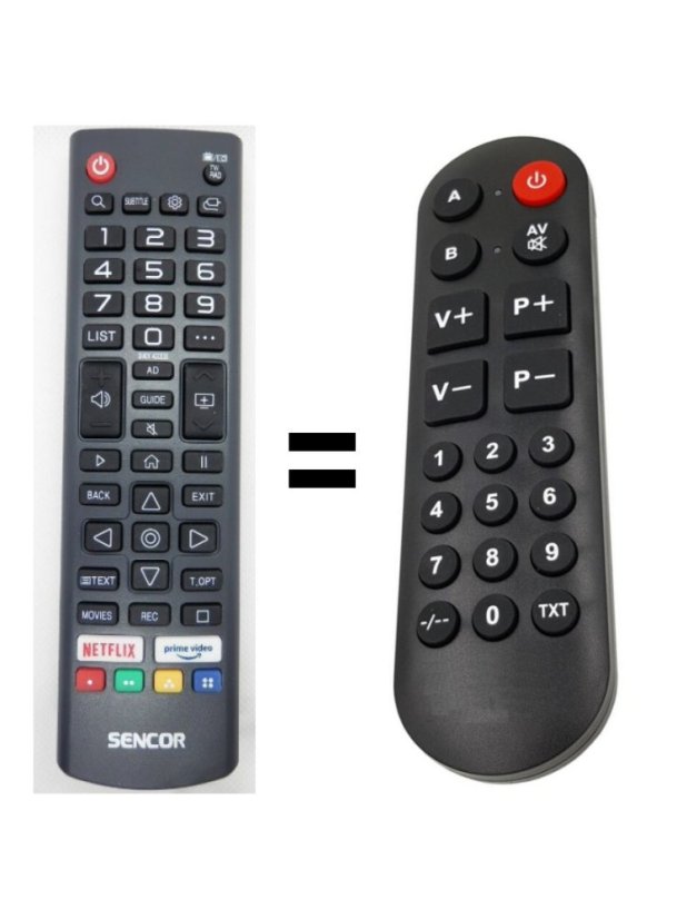 Sencor SLE 65US800TCSB, SLE 55US800TCSB, SLE 50US800TCSB, SLE 43US800TCSB spare remote control for seniors