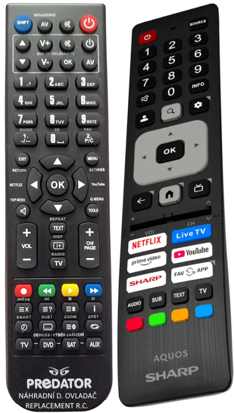 Sharp 40HF2265E replacement remote control with a different look