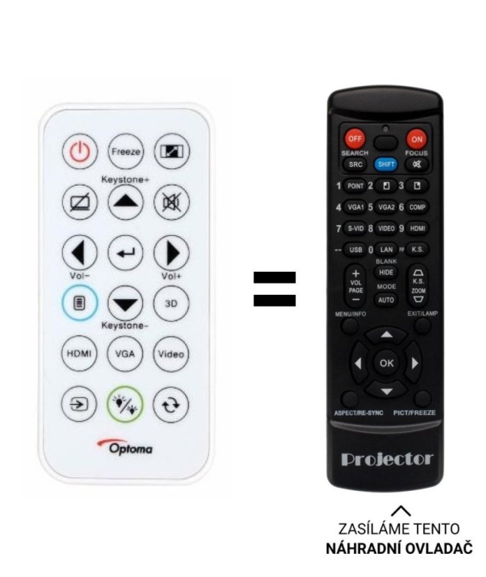 Optoma W308STe replacement remote control of a different appearance for projectors
