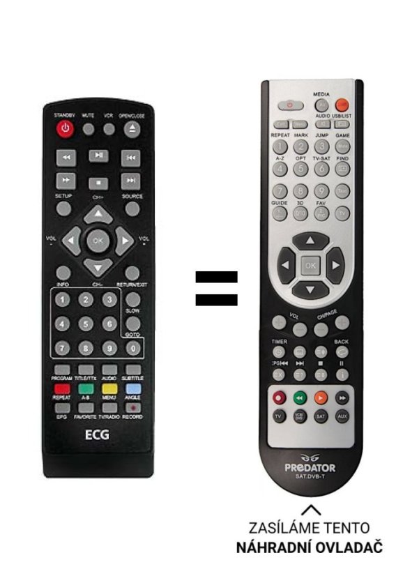 SENCOR SDV8806T = ECG DVD4550DVB-T Replacement Remote Control