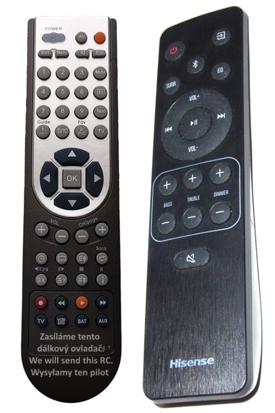 Hisense EN212FD1H replacement remote control with a different look