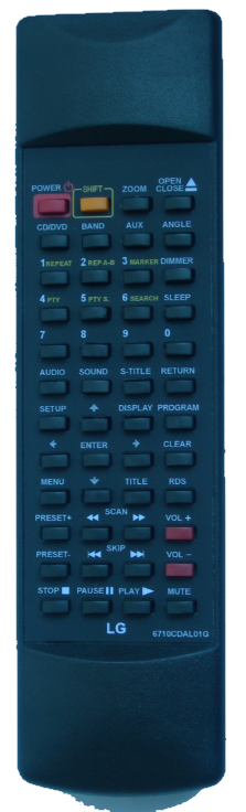 Nadomestni daljinski upravljalnik LG LH-T6345D, 6710CDAL01G z enakimi oznakami