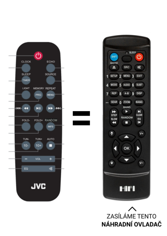 JVC RV-NB300DAB, RV-NB200BT náhradní dálkový ovladač jiného vzhledu