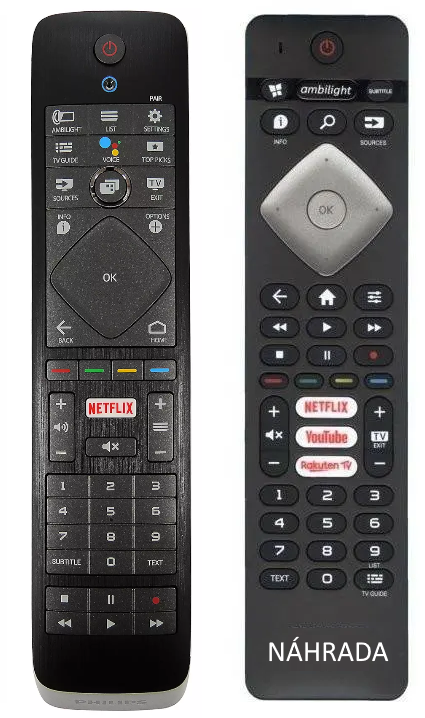 Philips 43PUS7363/12  náhradný diaľkový ovládač rovnakého vzhľadu bez zadní klávesnice