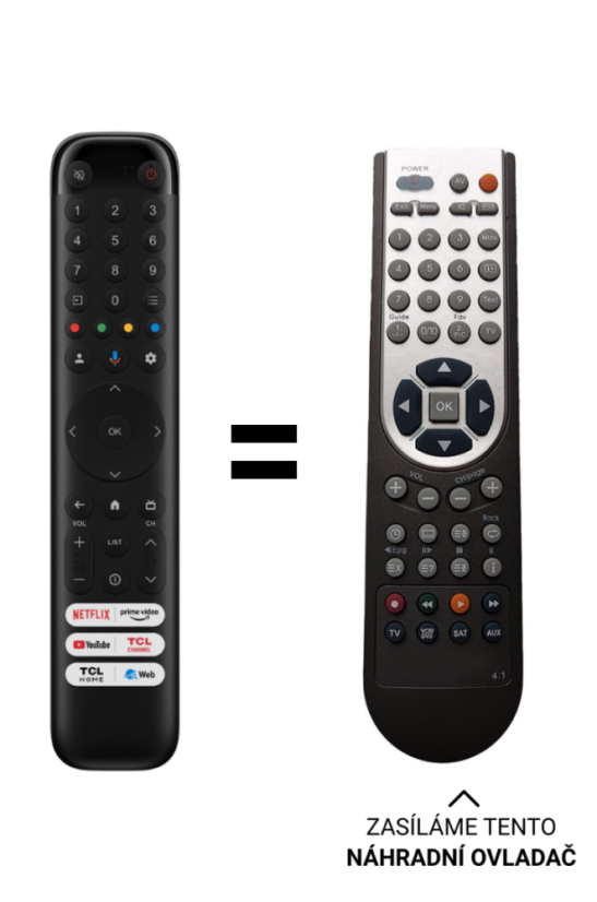 TCL RC833 náhradní dálkový ovladač jiného vzhledu