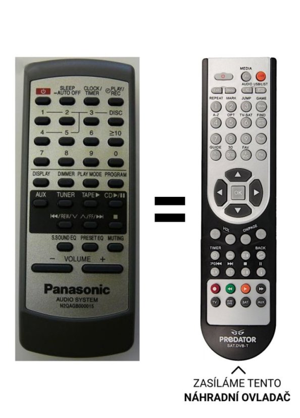 Panasonic N2QAGB000013, N2QAGB000015 Replacement Remote Control