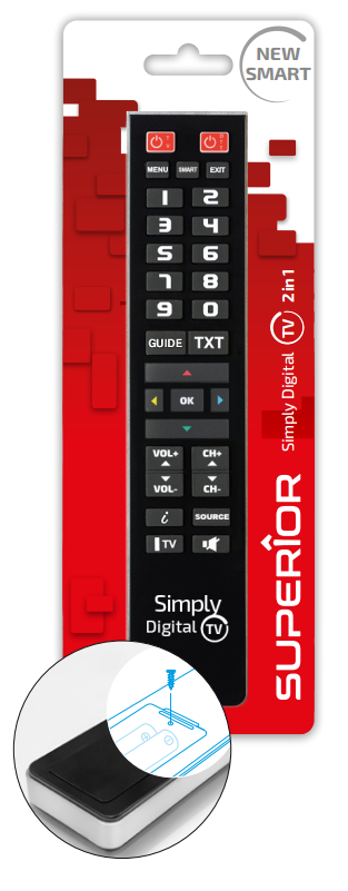 Universal remote control, simple and elegant. A single keyboard controls two different devices.