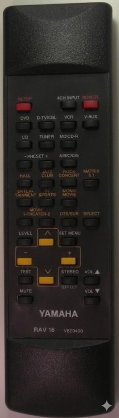 Zamienny pilot do YAMAHA RAV15 V829490 HTR-5540 z identycznymi oznaczeniami
