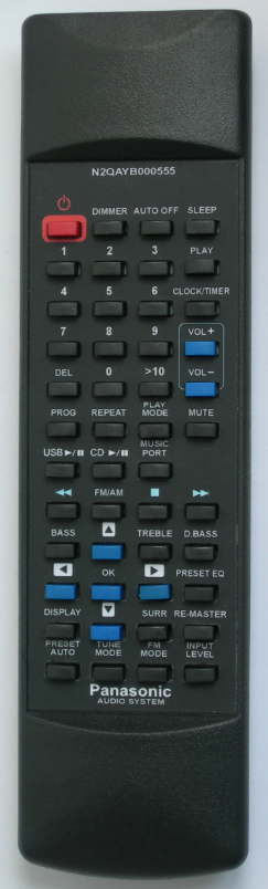 Nadomestni daljinski upravljalnik za PANASONIC SA-PM02 in SA-PM04 (oznaka N2QAYB000555) z enakimi oznakami