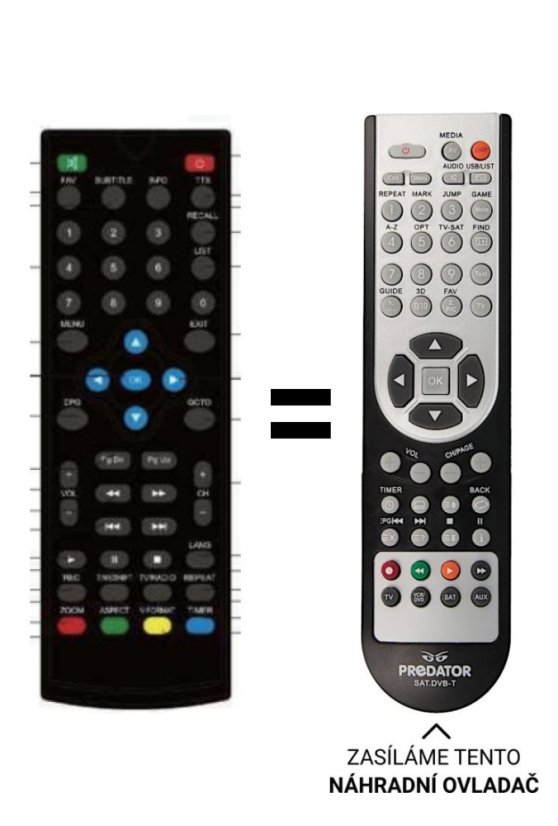 VIVAX DVB-T2 153, DVB-T2 181 Replacement Remote Control