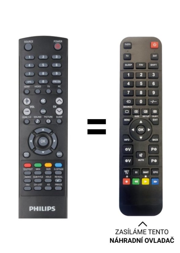 Philips 231T1SB/00, 231T1SB/62, 221T1SB1  náhradný diaľkový ovládač iného vzhľadu