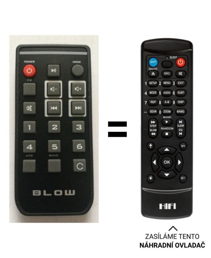Blow AVH-9810, AVH9880 náhradní dálkový ovladač jiného vzhledu