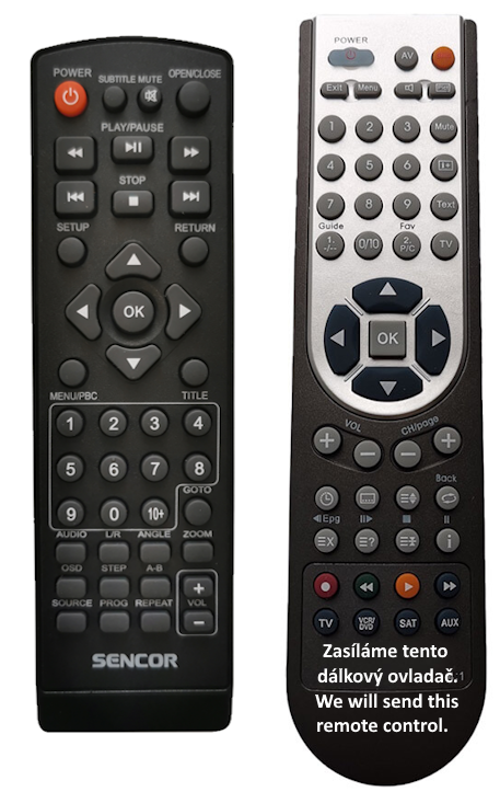 Sencor SDV2513H replacement remote control