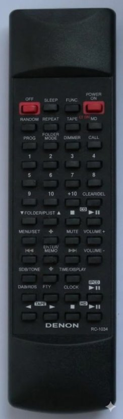 DENON RC-1034 náhradní dálkový ovladač se stejným popisem
