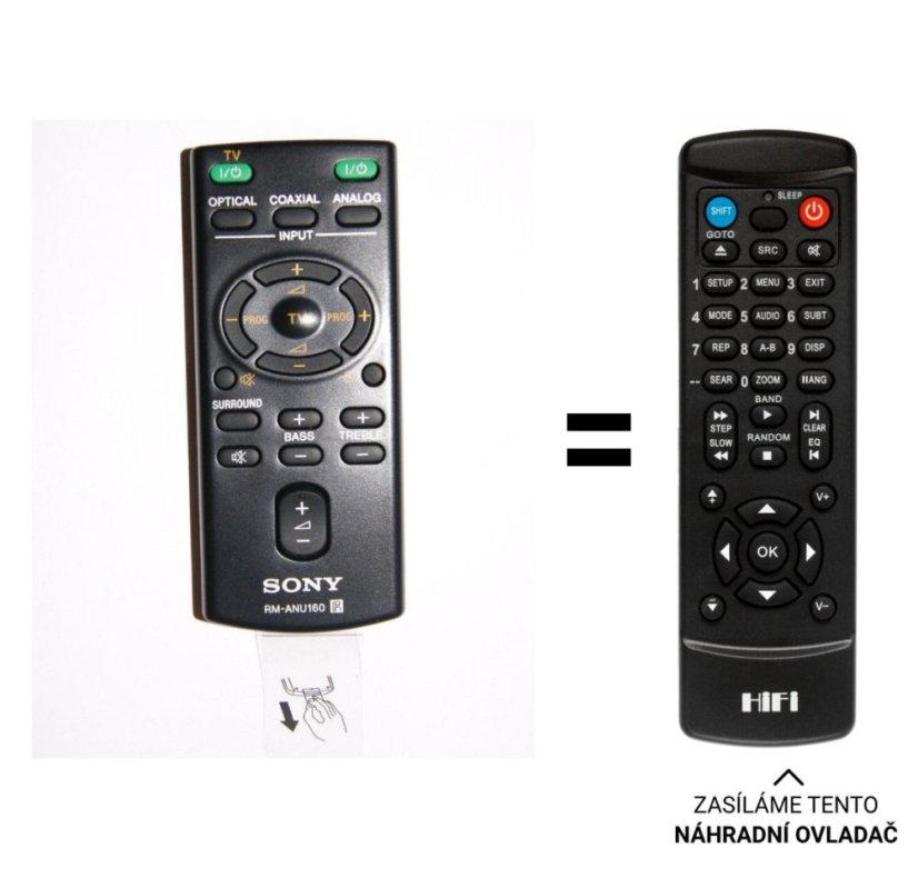 Sony RM-ANU160, RM-ANU159 náhradní dálkový ovladač jiného vzhledu