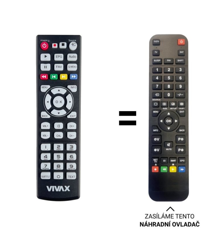 Vivax LED TV-32LE130T2, LED TV-32LE131T2, LED TV-32LE130T2S2, LED TV-32LE131T2S2 náhradný diaľkový ovládač iného vzhľadu