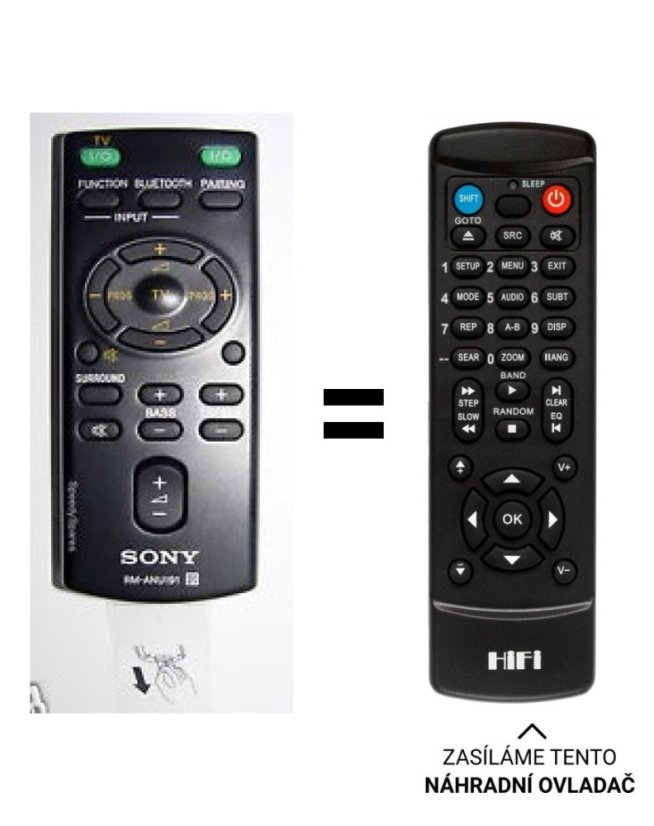 Sony RM-ANU191 náhradní dálkový ovladač jiného vzhledu