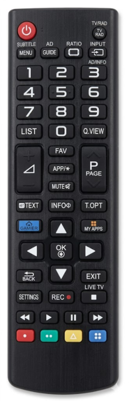LG universal remote control without entering codes. MY APPS, SMART, 3D, REC functions