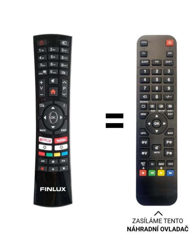 Finlux TVF39FFC5660 náhradní dálkový ovladač jiného vzhledu