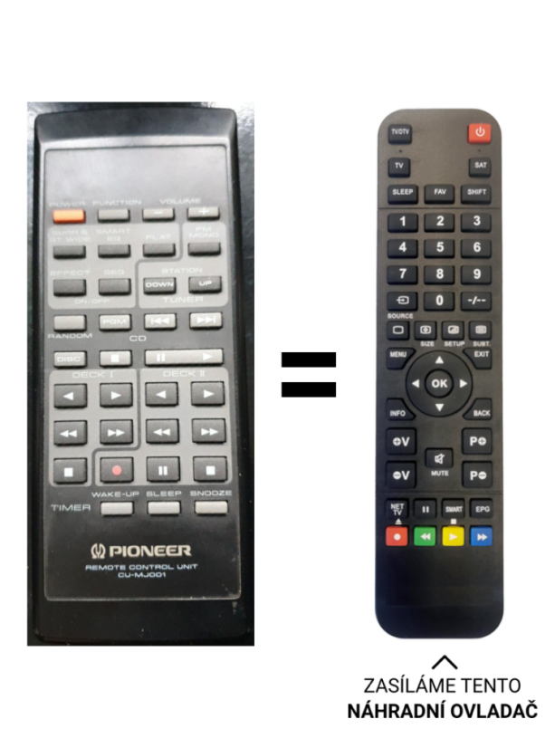 Pioneer CU-MJ001 náhradný diaľkový ovládač iného vzhľadu.