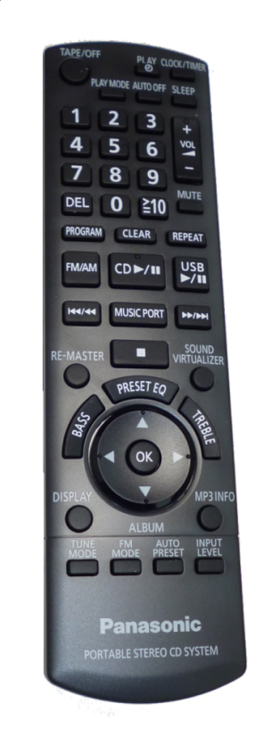 Panasonic N2QAYA000008, RX-D55A diaľkové ovládanie