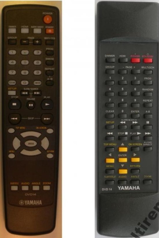 Yamaha DVD-14 replacement remote control with the same description