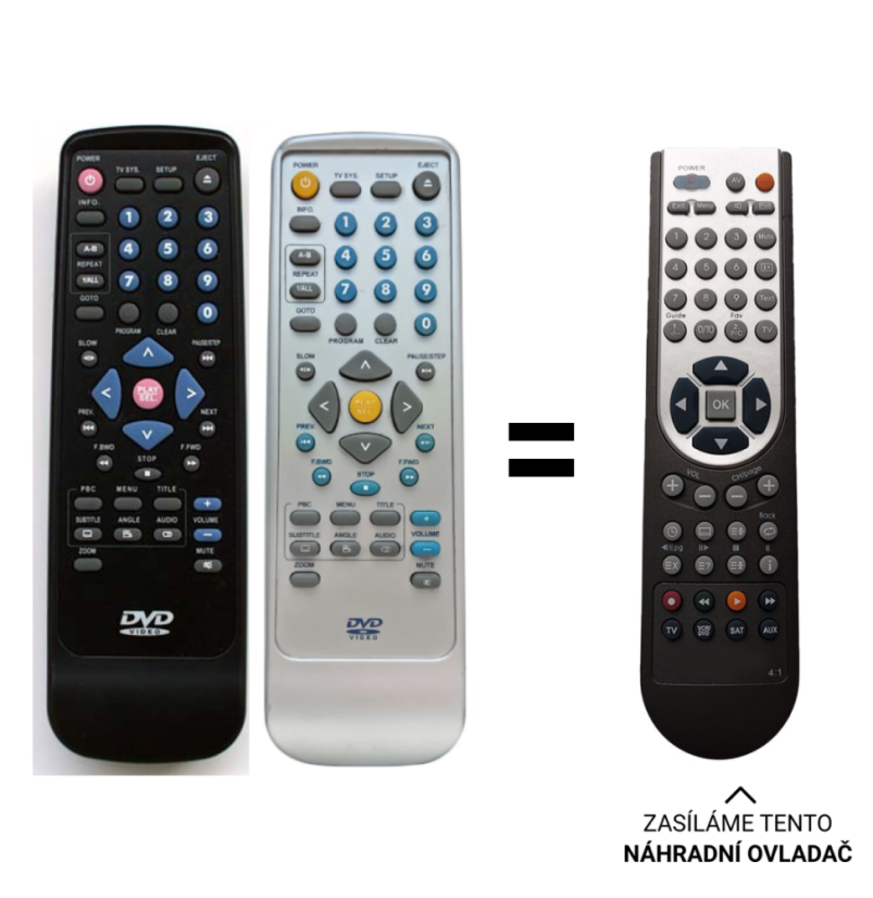 Mustek DVD V560, V562 náhradní dálkový ovladač jiného vzhledu