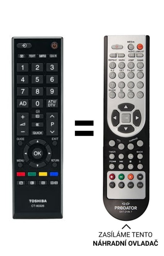 Toshiba 0L2454D, 40L2454RK, 40L2454DG Náhradné diaľkové ovládanie iného vzhľadu