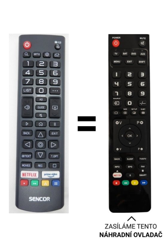 Sencor SLE 65US800TCSB, SLE 55US800TCSB, SLE 50US800TCSB, SLE 43US800TCSB replacement remote control