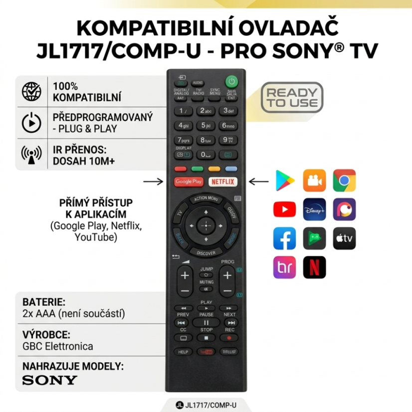 Universal remote control for SONY TVs from 2000
