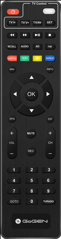 GOGEN DVB 282 T2 PVR náhradní dálkový ovladač pro seniory