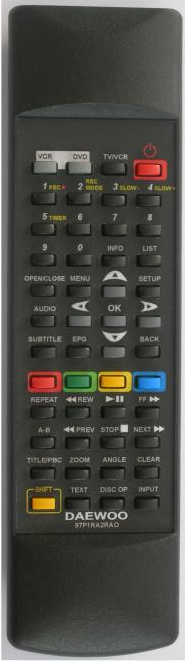 DVD+VCR DAEWOO 97P1RA2RAO náhradní dálkový ovládač se stejným popisem