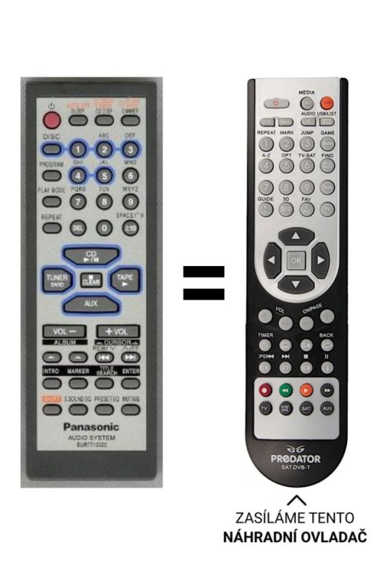 Panasonic EUR7710020, EUR7710030 náhradní dálkový ovladač jiného vzhledu