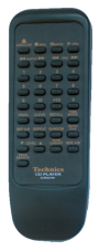 Ersatzfernbedienung Technics EUR64796 für den SL-P277A, mit identischer Beschriftung.