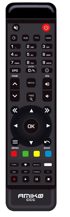 Amiko Mira 2 Wifi, Mini 4K Combo náhradní dálkový ovladač pro seniory