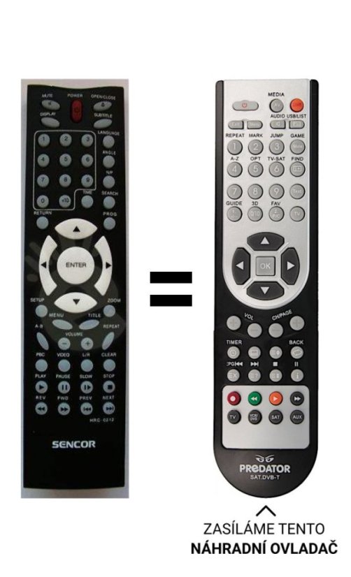 Sencor DVD Replacement Remote Control for SDV9408, SDV-9408, SDV-7108, HRC-0212