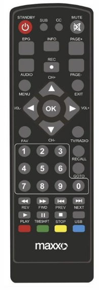 Maxxo T2 H.265 náhradný diaľkový ovládač pre seniorov