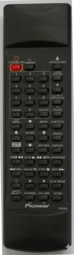 Pioneer VXX3262, DV-LX50 replacement remote control with identical labeling