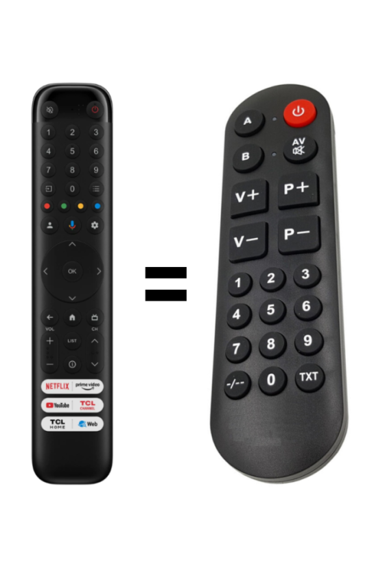 TCL 43p655, 43V6B, 50P638, 55P638 náhradní dálkový ovladač pro seniory