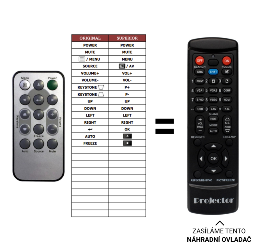 Vivitek D557W replacement remote control with a different look